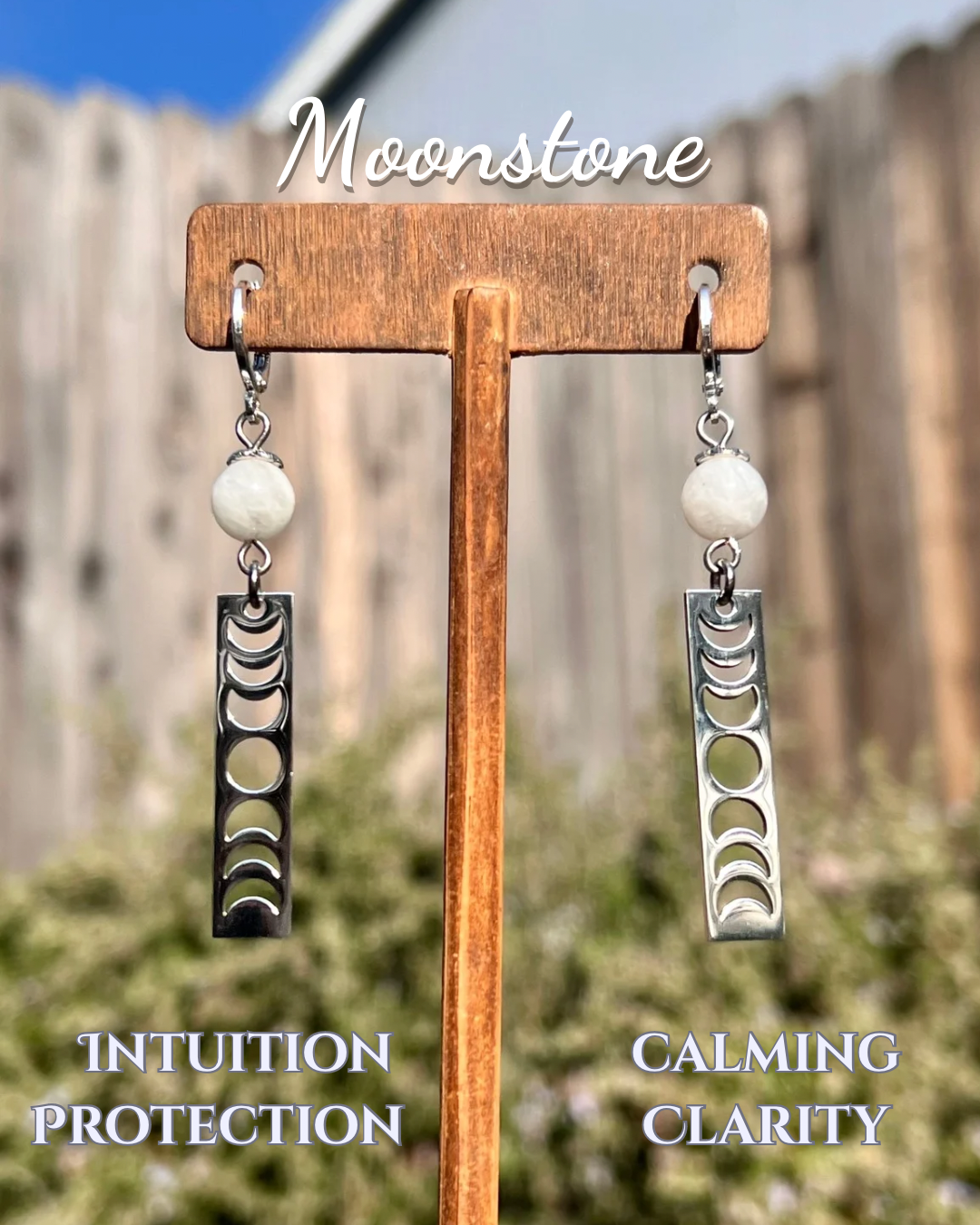 Moon Phase Huggies | Silver Moonstoone