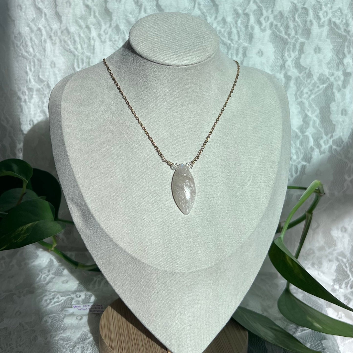 Mystic Marquise Necklace - Rainbow Moonstone