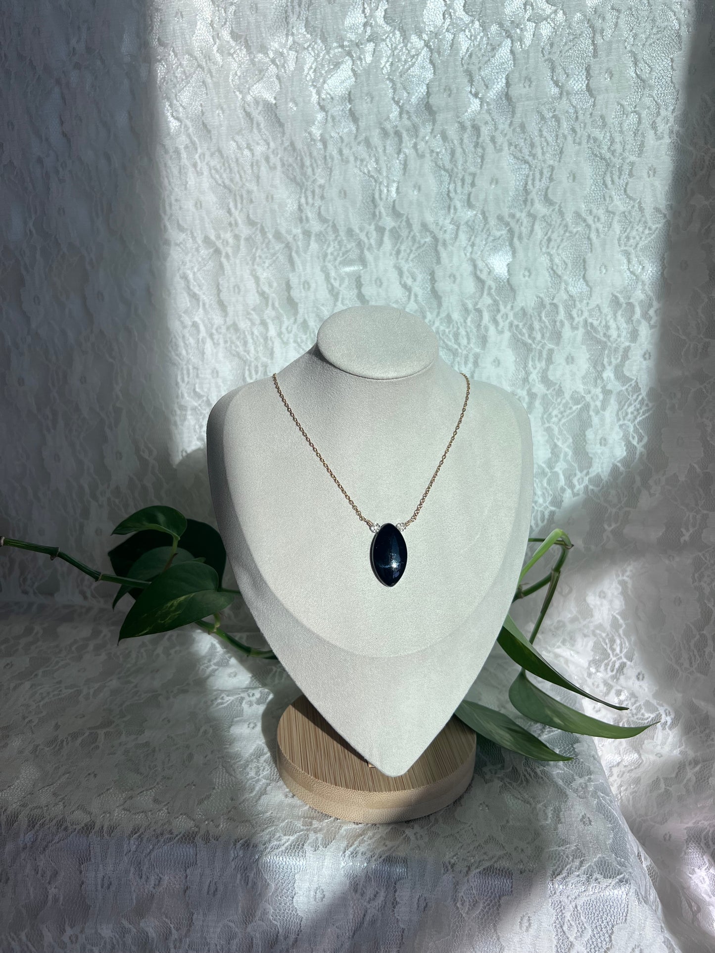 Mystic Marquise Necklace - Black Obsidian