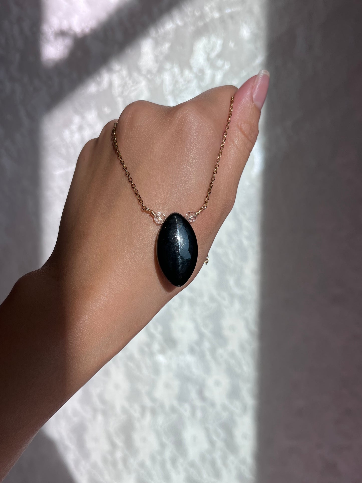 Mystic Marquise Necklace - Black Obsidian