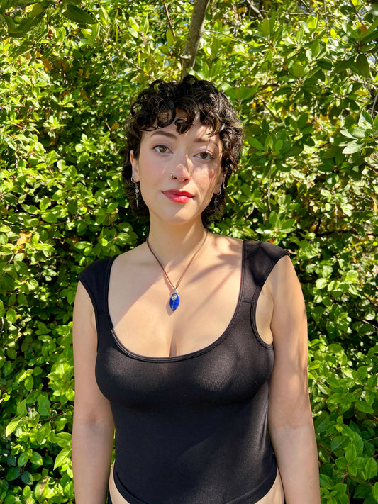 Mystic Marquise Necklace - Lapis Lazuli (silver cord)