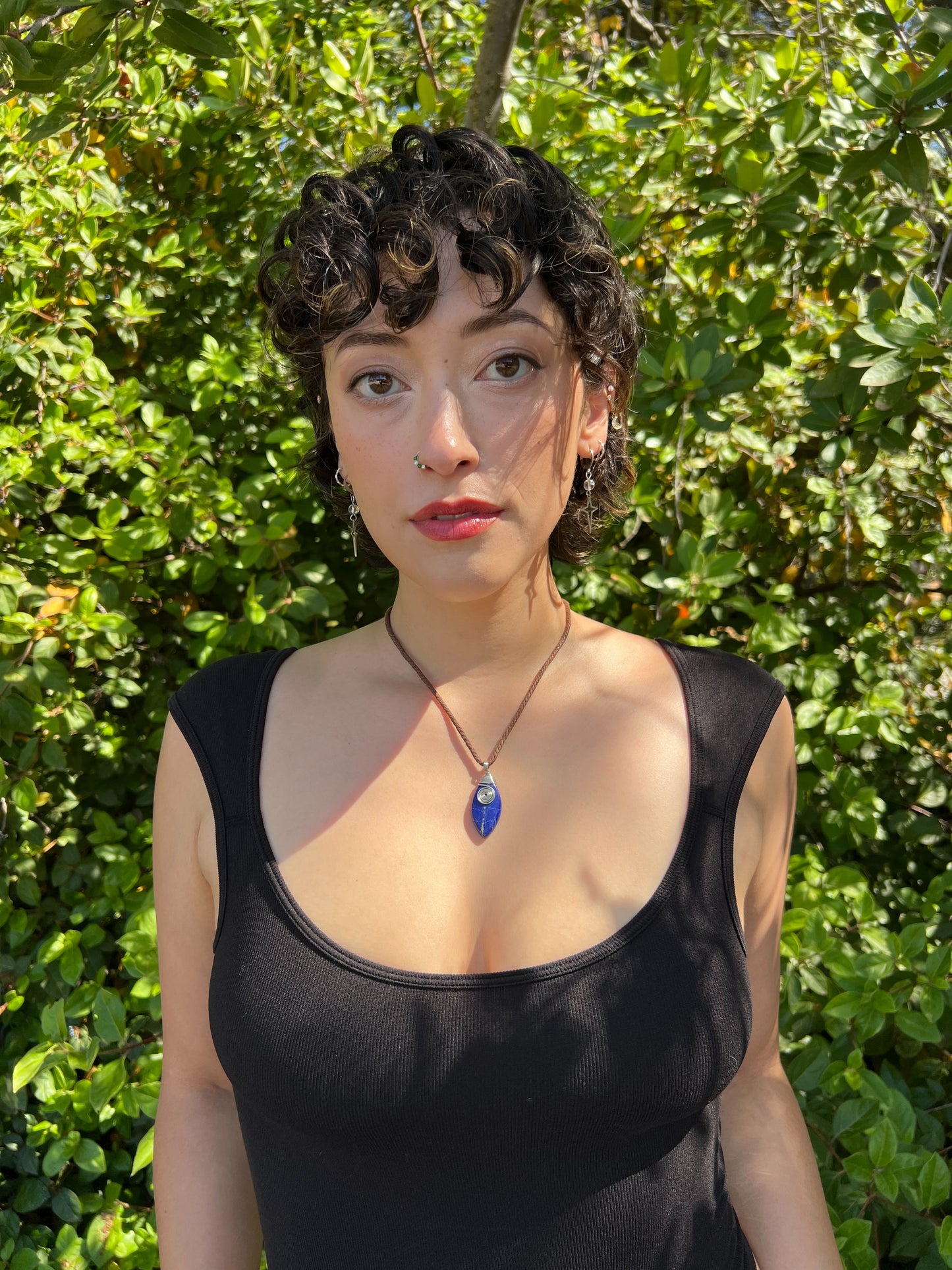 Mystic Marquise Necklace - Lapis Lazuli (silver cord)
