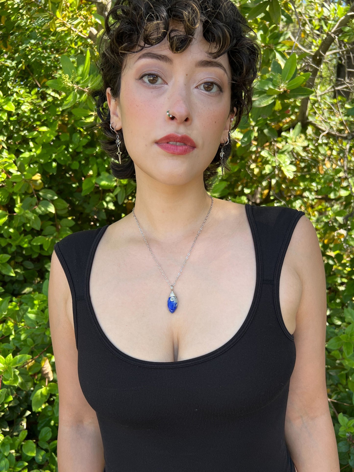 Mystic Marquise Necklace - Lapis Lazuli (silver chain)