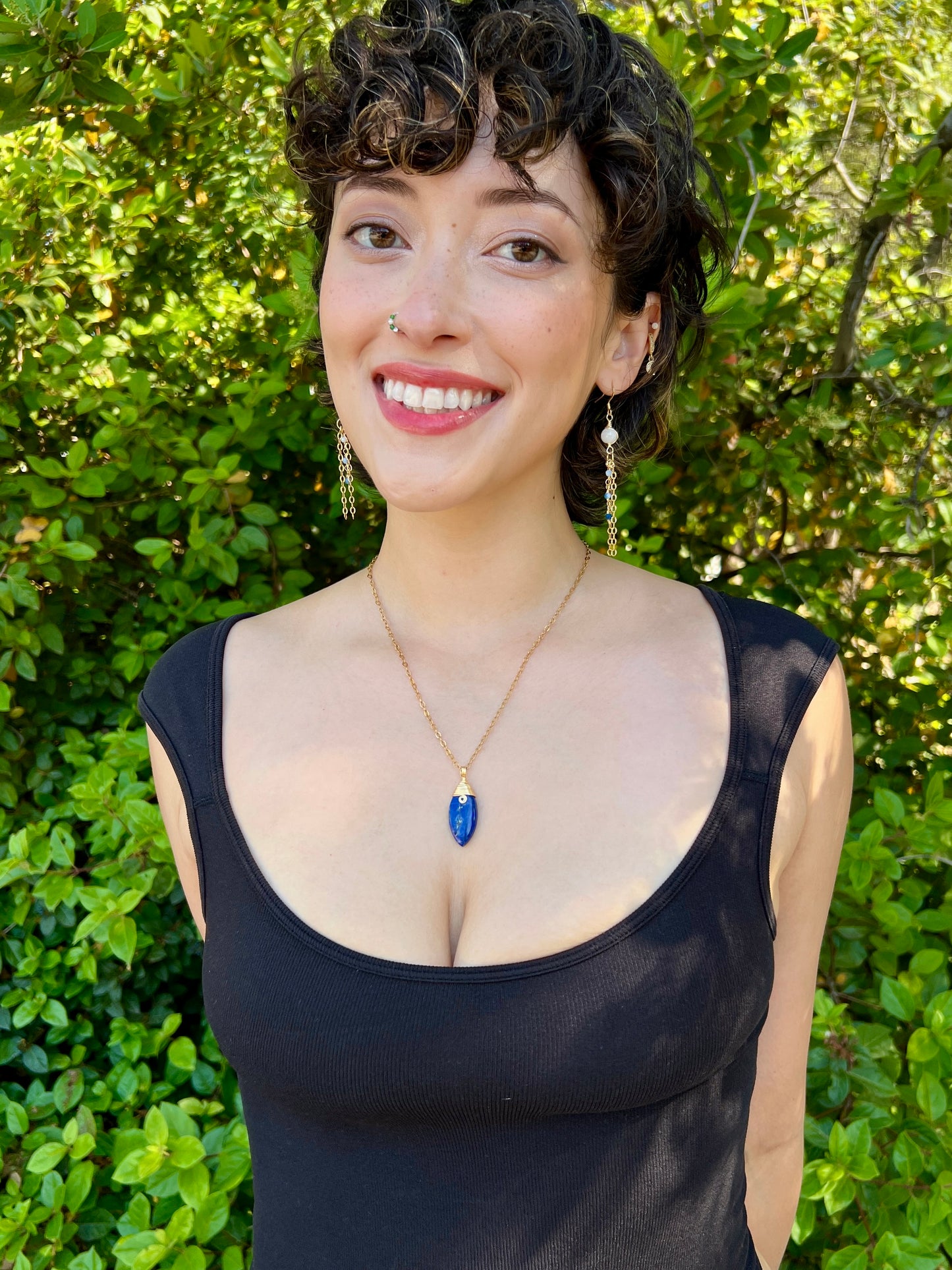 Mystic Marquise Necklace - Lapis Lazuli (gold chain)