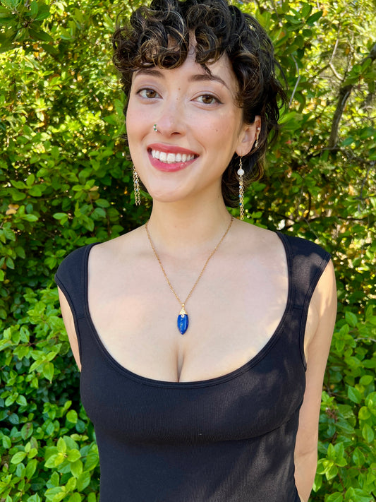 Mystic Marquise Necklace - Lapis Lazuli (gold chain)