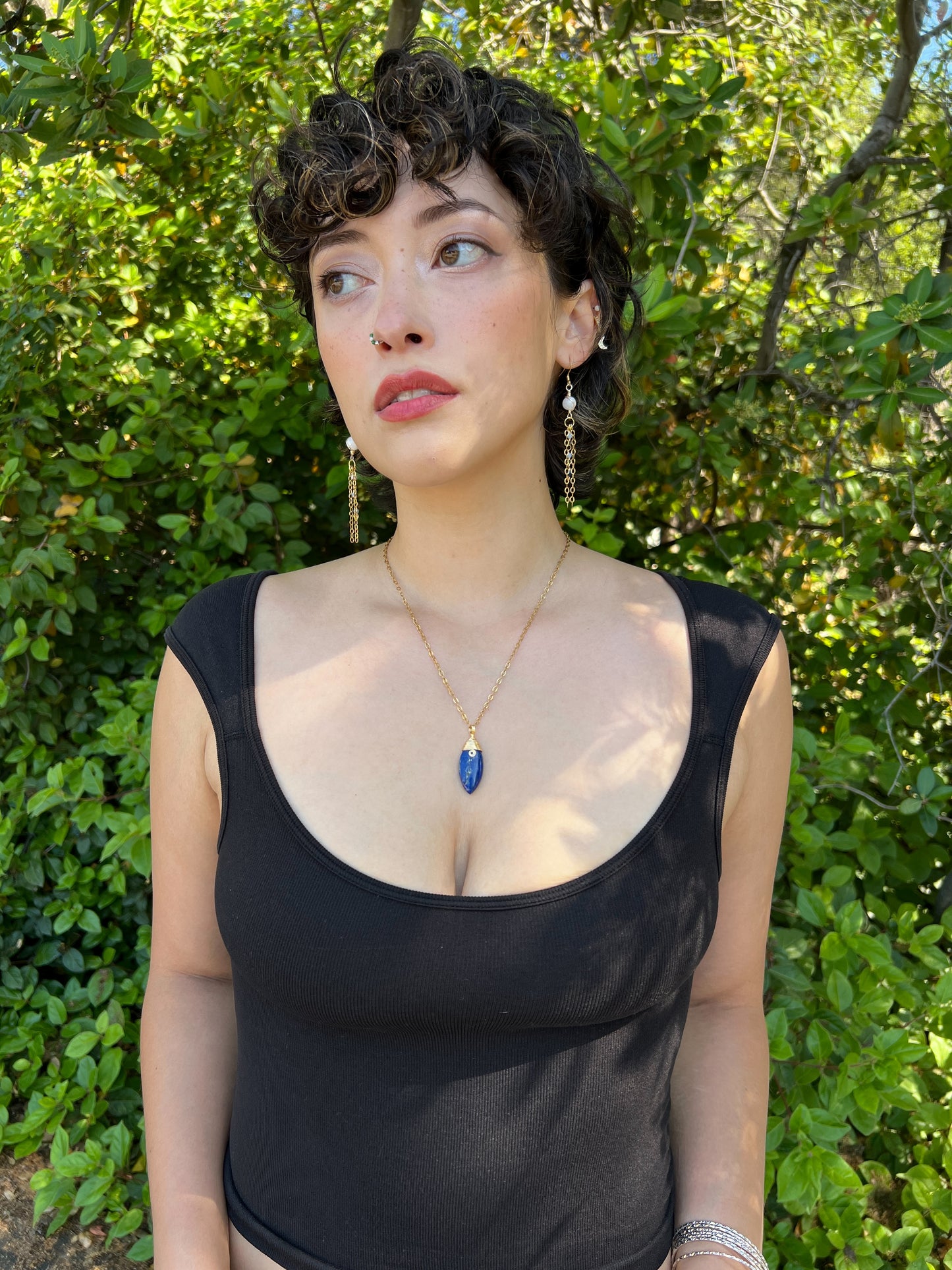 Mystic Marquise Necklace - Lapis Lazuli (gold chain)