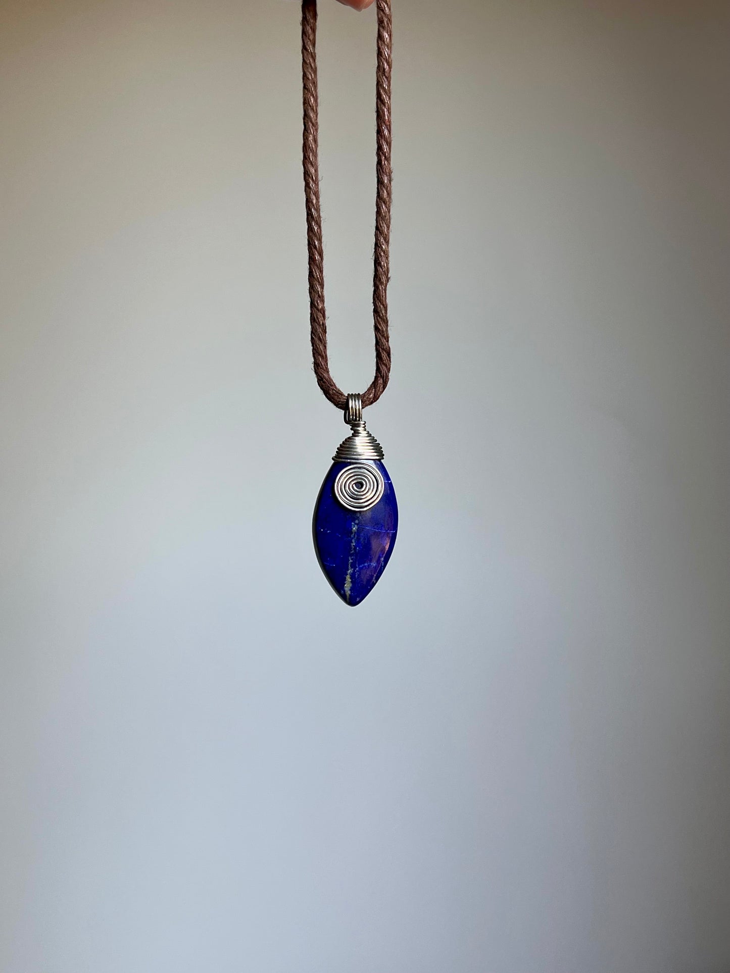 Mystic Marquise Necklace - Lapis Lazuli (silver cord)