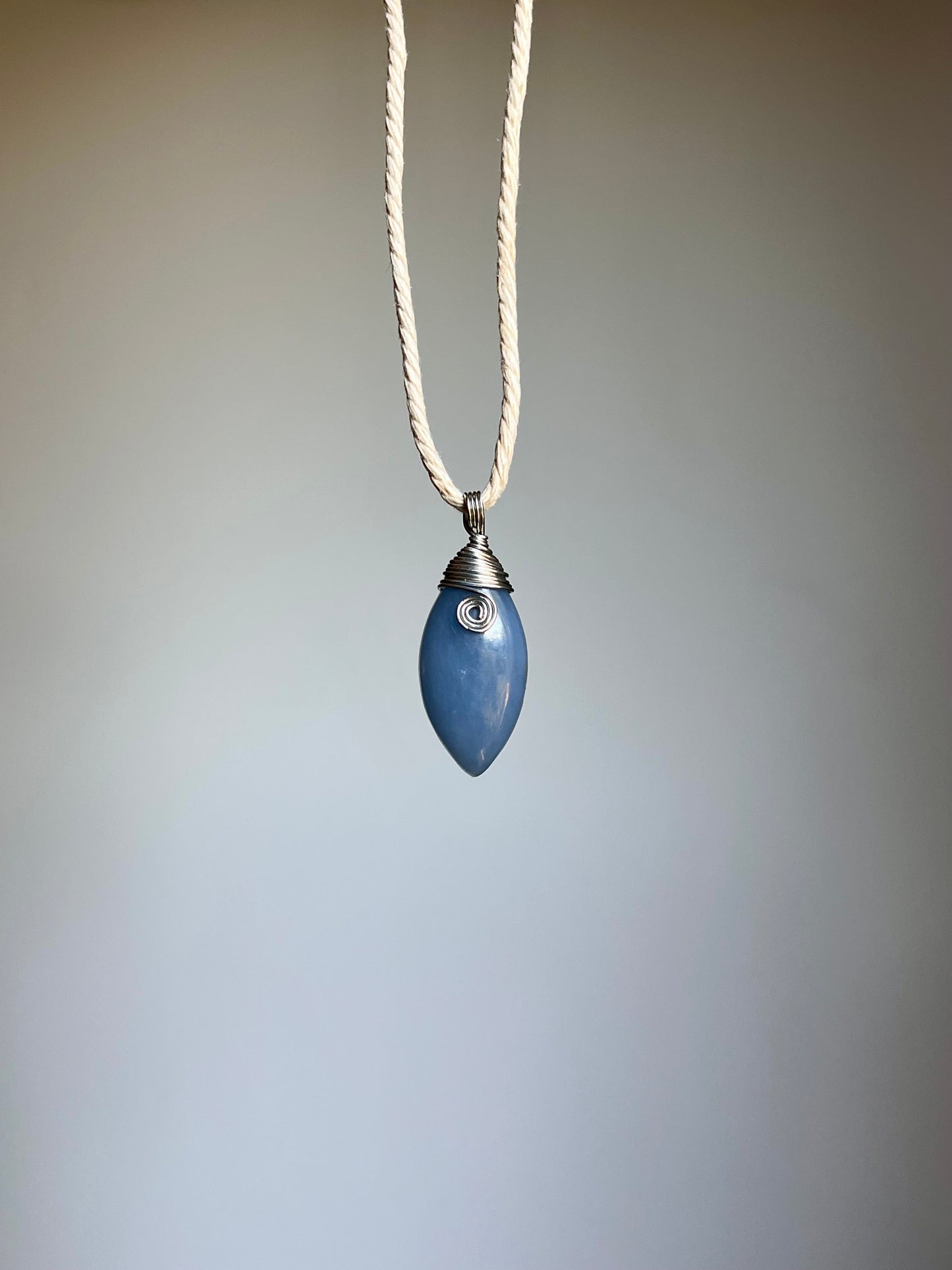 Mystic Marquise Necklace - Angelite (silver cord)