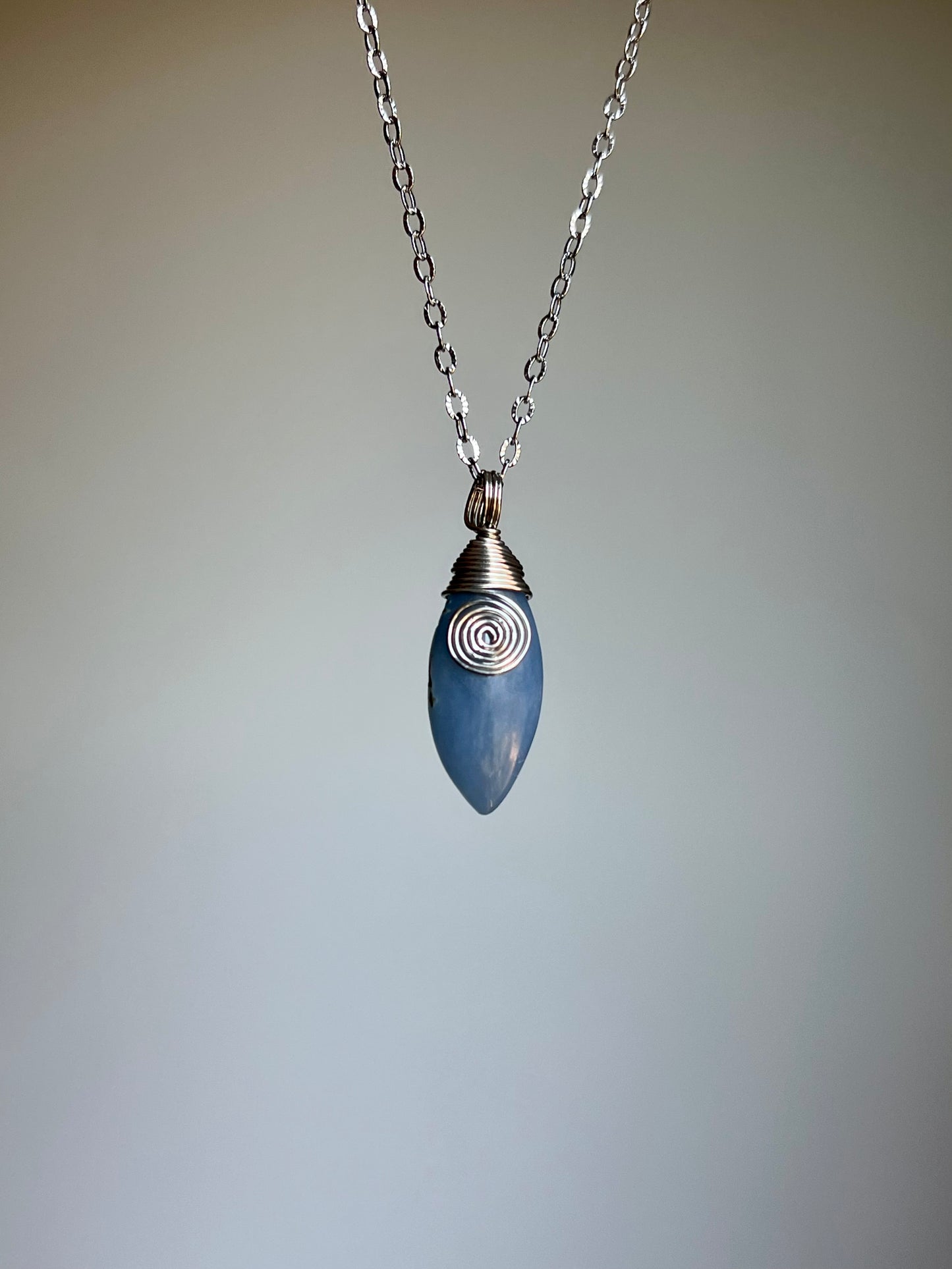 Mystic Marquise Necklace - Angelite (silver chain)