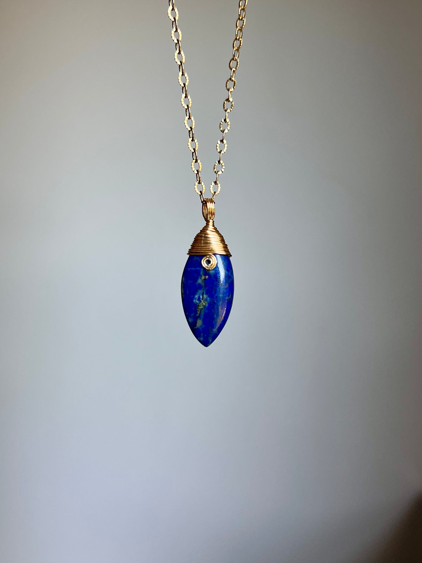 Mystic Marquise Necklace - Lapis Lazuli (gold chain)