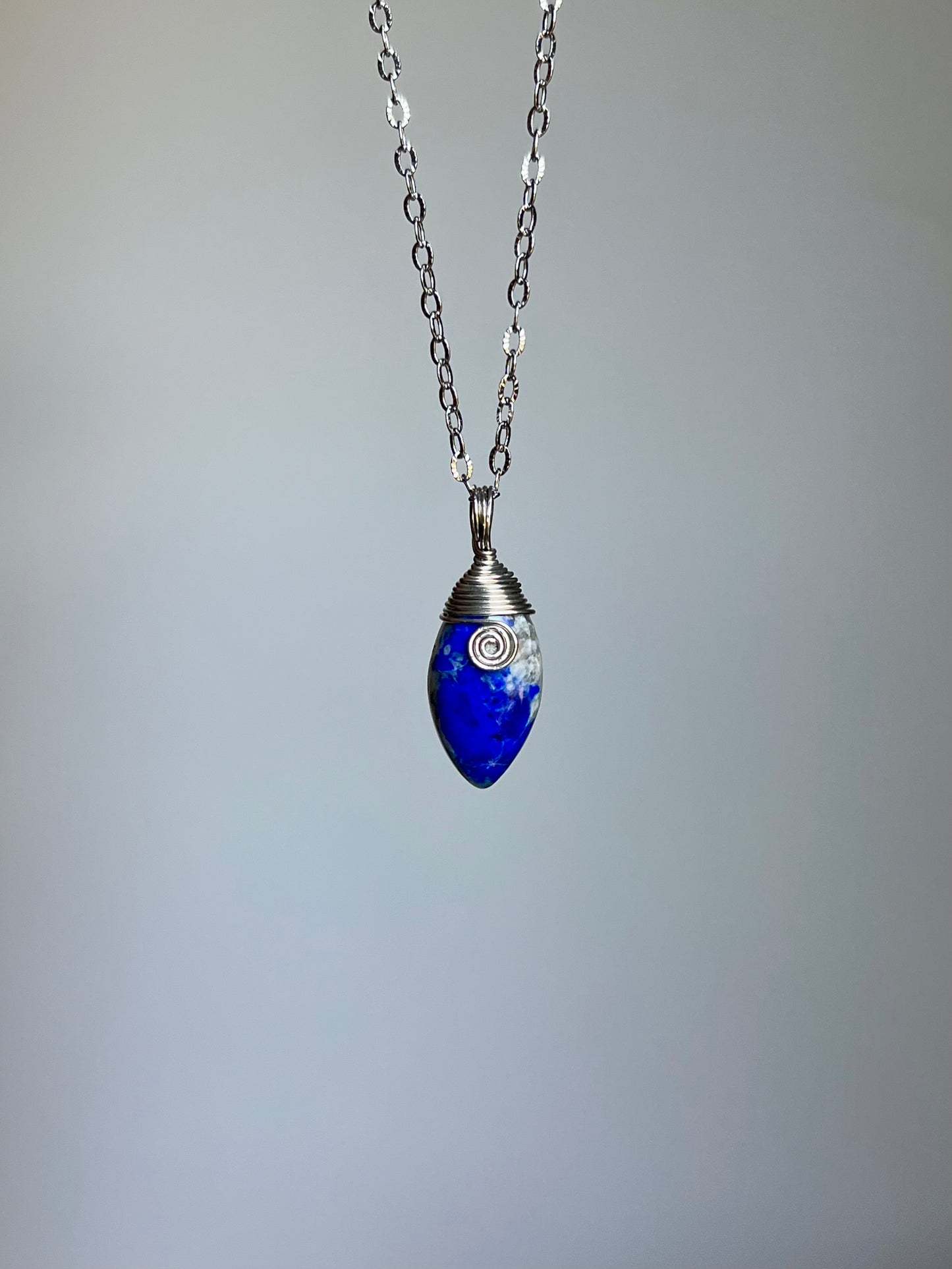 Mystic Marquise Necklace - Lapis Lazuli (silver chain)