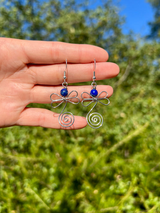 Lapis Lazuli Dragonflies | Silver
