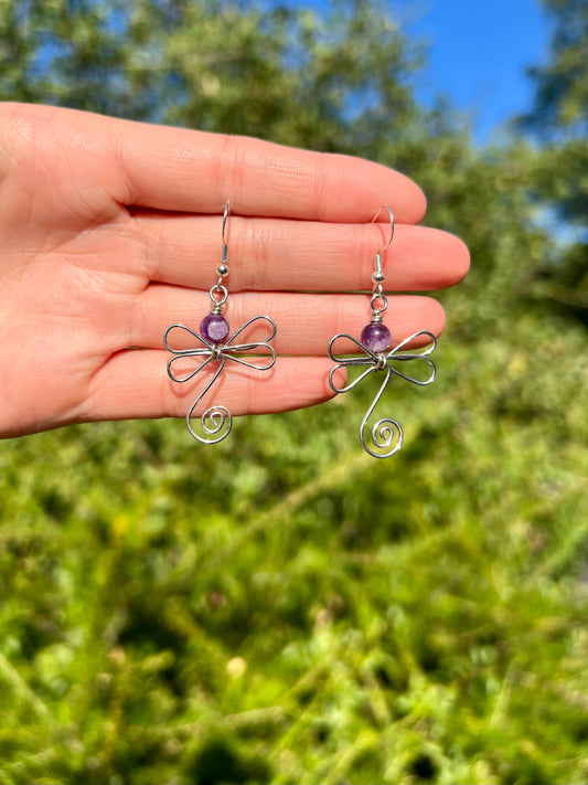 Amethyst Dragonflies | Silver