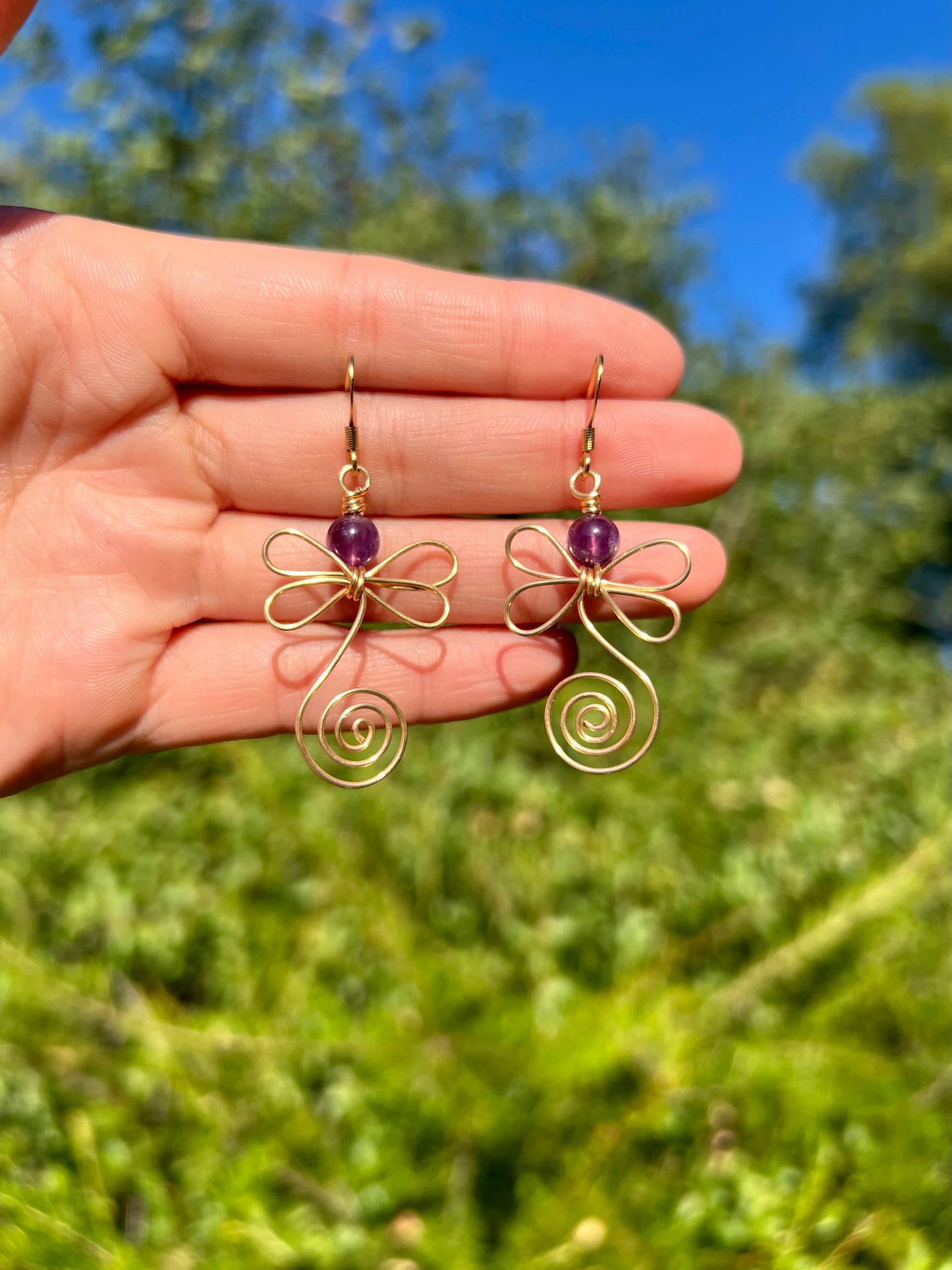 Amethyst Dragonflies | Gold