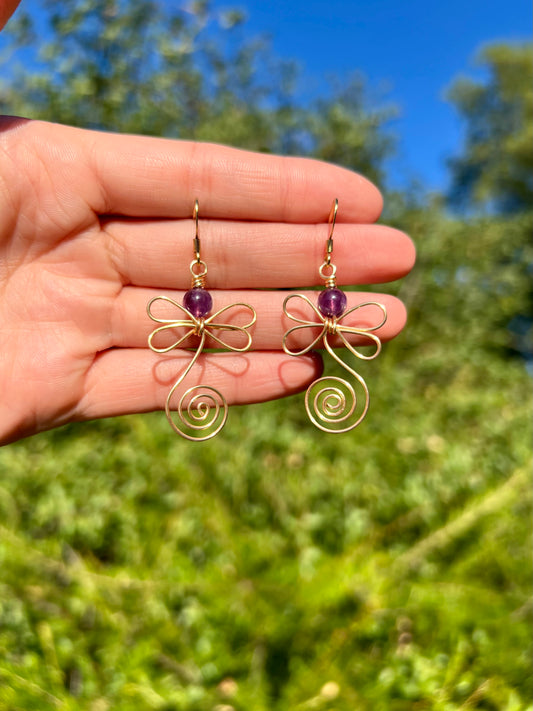 Amethyst Dragonflies | Gold
