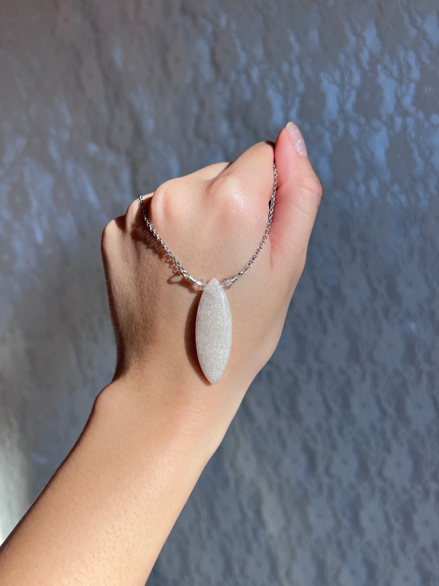 Mystic Marquise Necklace - Rainbow Moonstone