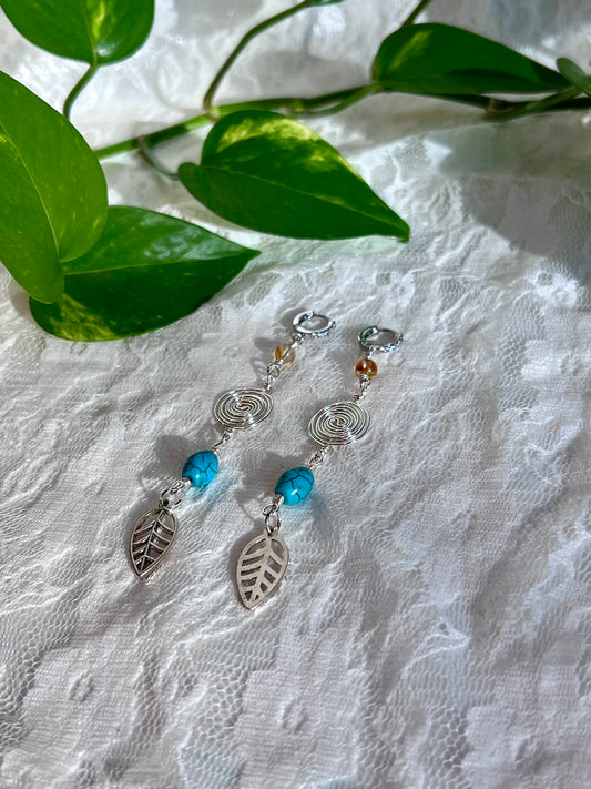 Spiral Huggies - Turquoise & Citrine