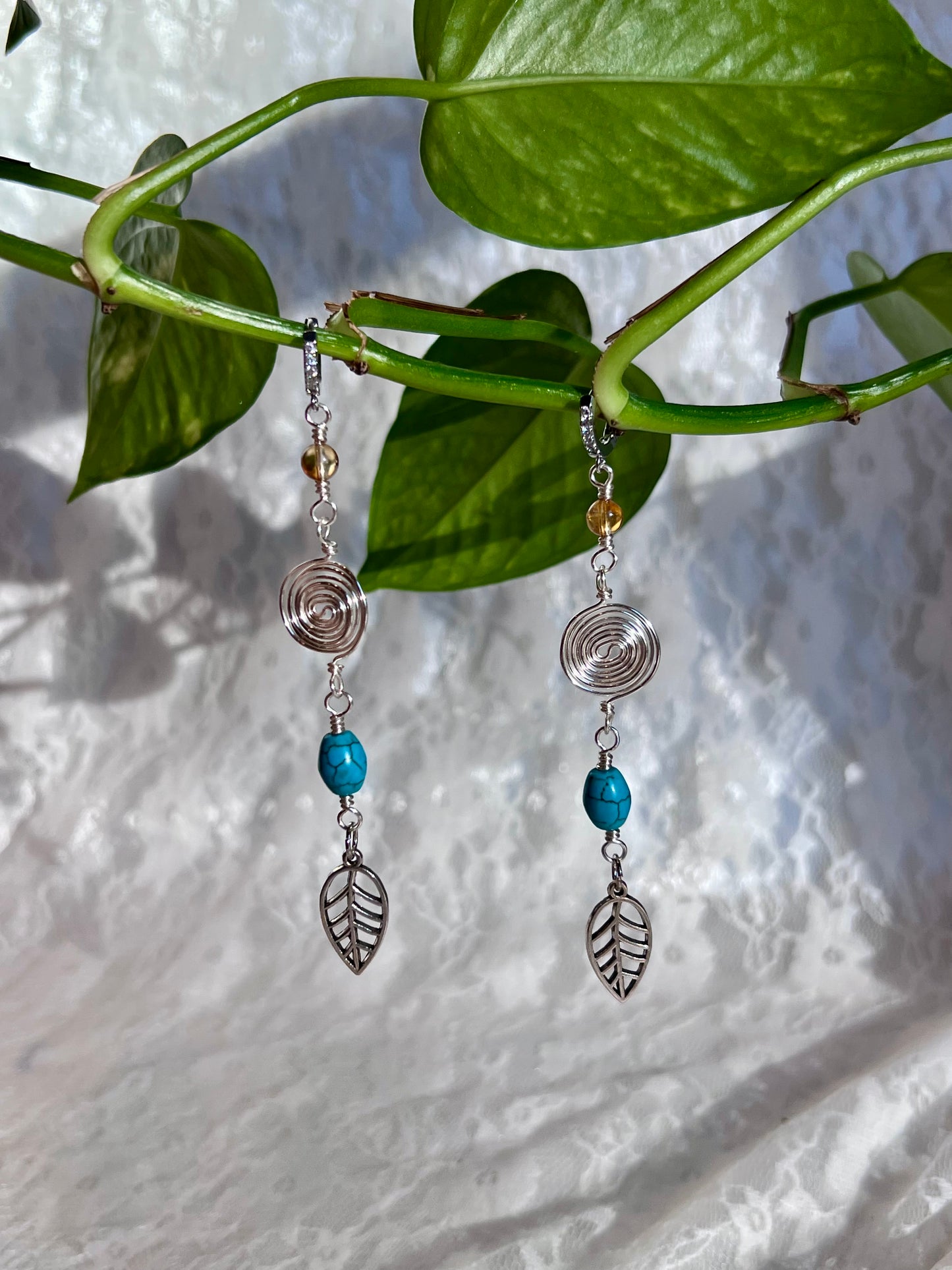 Spiral Huggies - Turquoise & Citrine