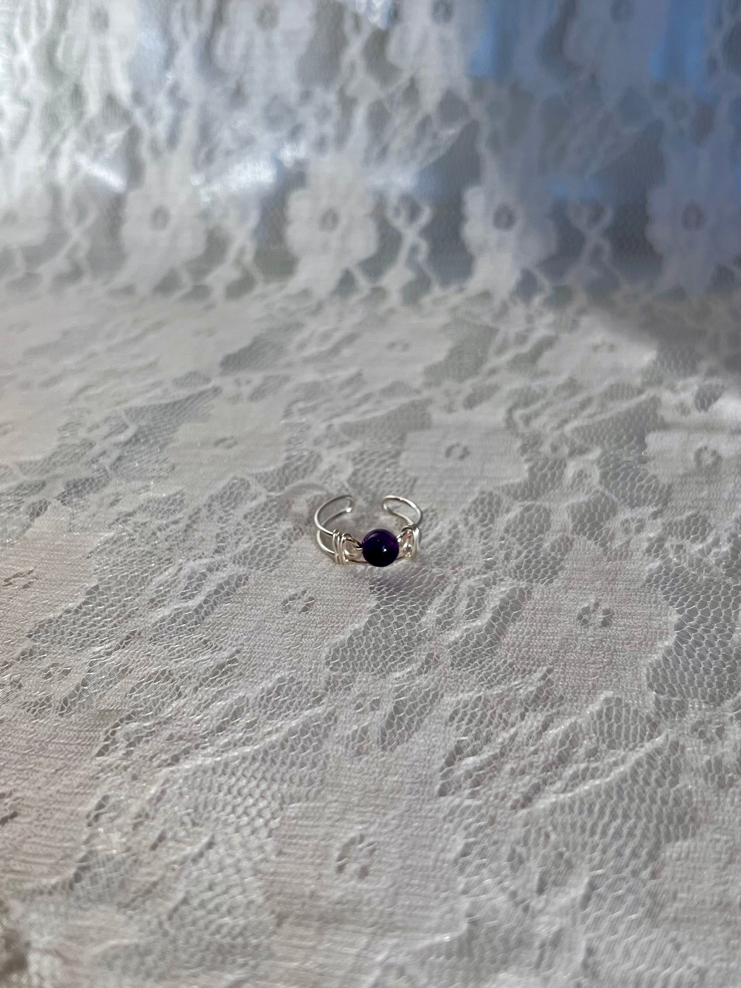 Silver Amethyst Ring (adjustable)