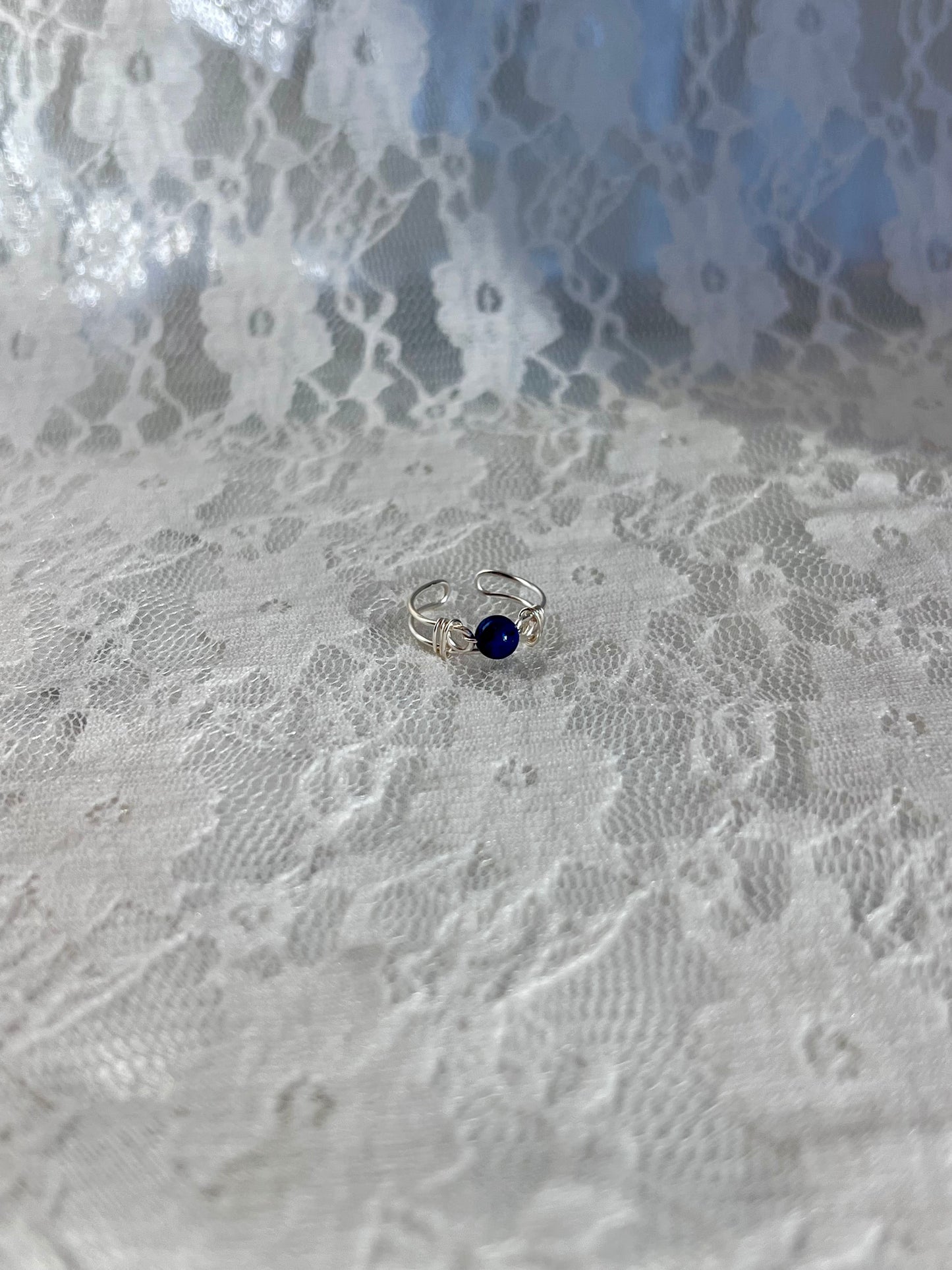 Silver Lapis Lazuli Ring (adjustable)
