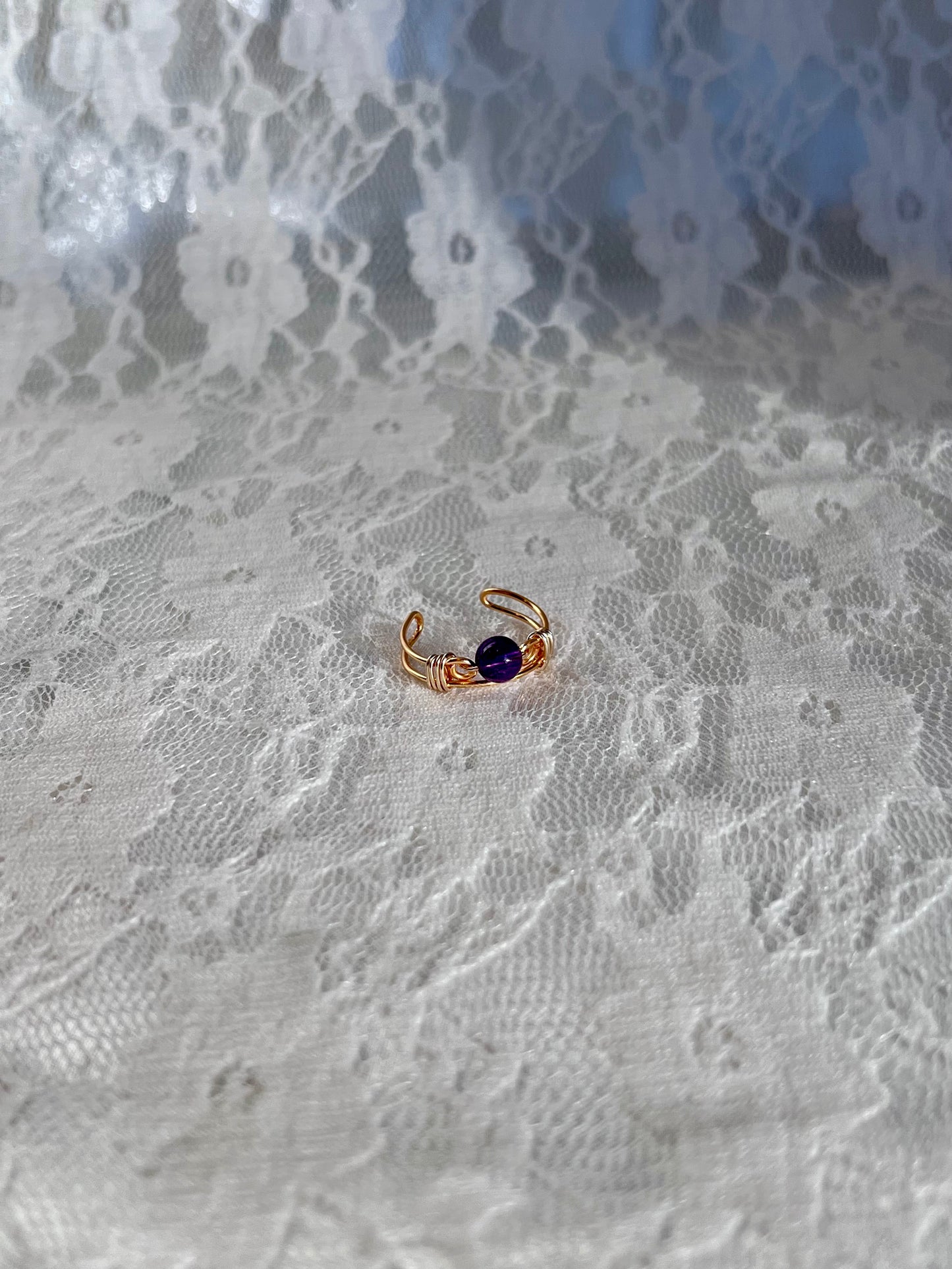 Gold Amethyst Ring (adjustable)