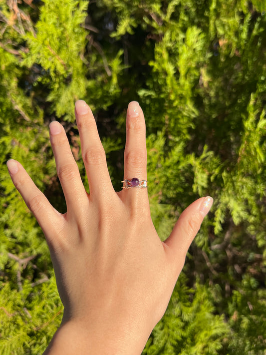 Silver Amethyst Ring (adjustable)