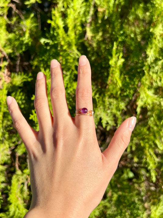 Gold Amethyst Ring (adjustable)