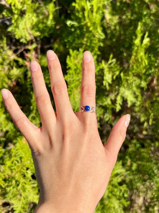 Silver Lapis Lazuli Ring (adjustable)